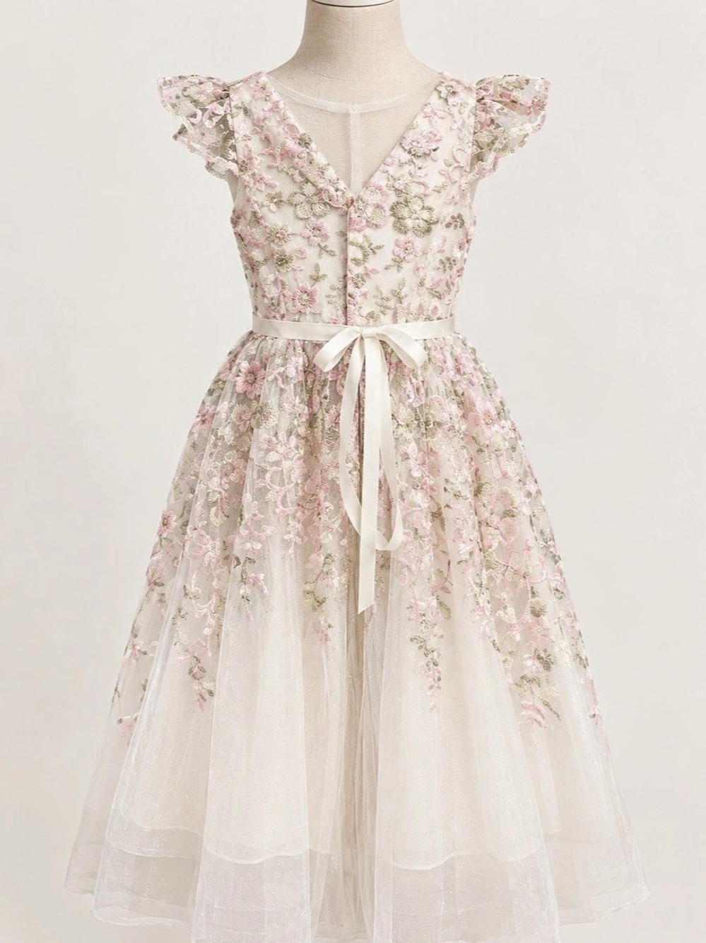 Rare Editions Floral Tulle Dress Pink & White Size 6 Like New